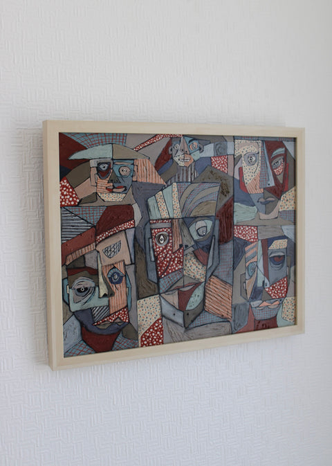 Angela Dickerson Gathered Faces Original Framed Artwork
