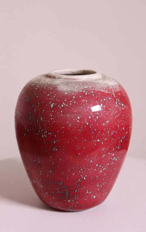 Speckled Oxblood Art Pottery Vase