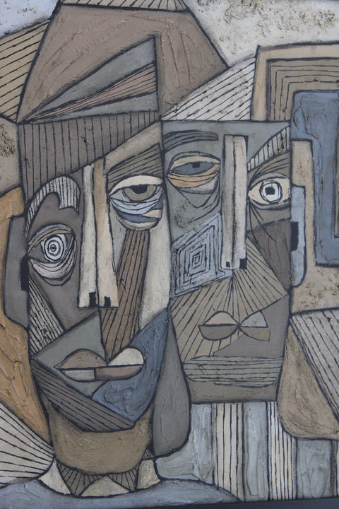 Angela Dickerson Neutral Pair Original Framed Artwork