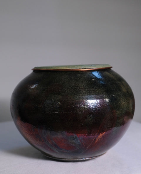 Vintage “Curtis Scott” Multicolored Raku Pot