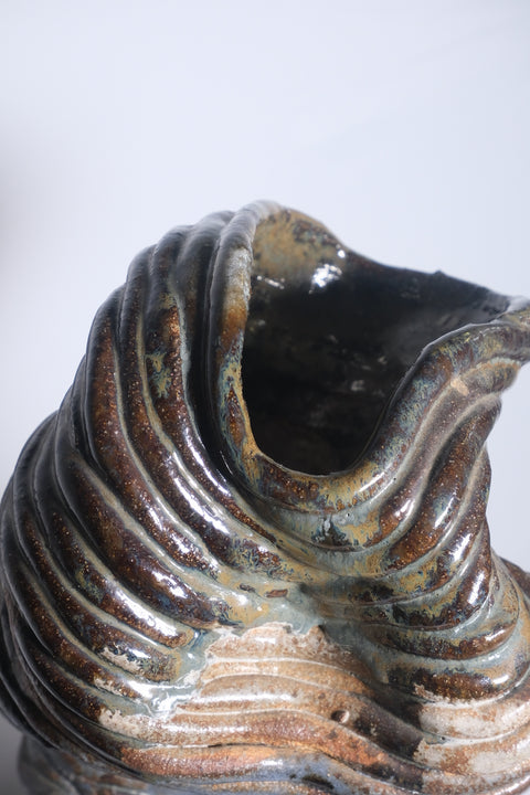 Vintage Enigmatic Blue/Brown Coil Vase