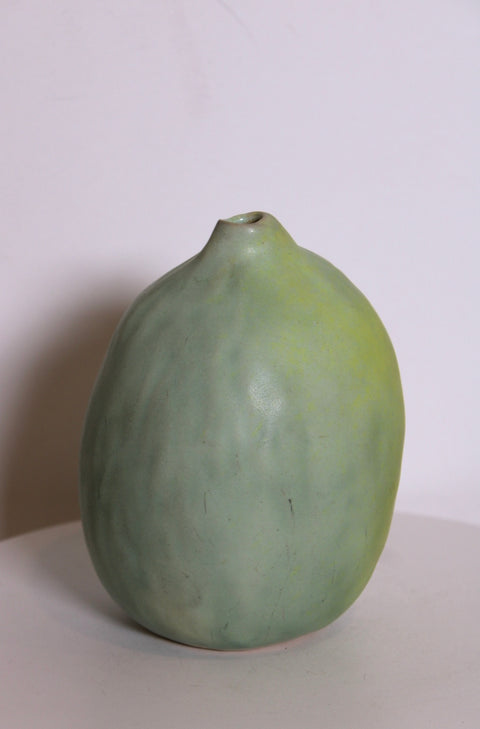 Vintage Sculptural Matte Celadon Studio Pottery Vase