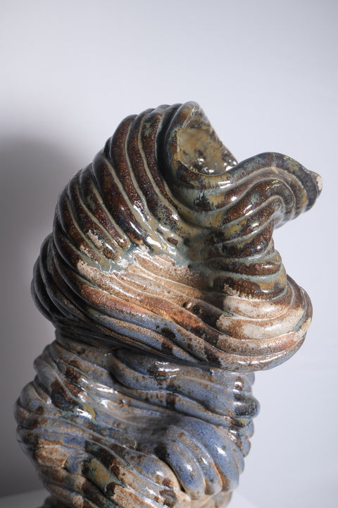 Vintage Enigmatic Blue/Brown Coil Vase