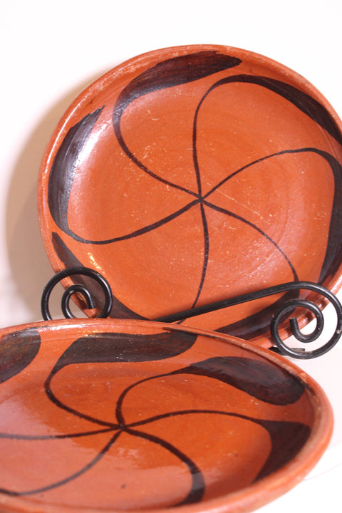 Convivencia Durango Morelos Terracotta Swirl Plates Pair
