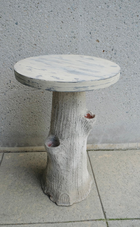 Faux Bois Tree Stump Side Table (Vintage)