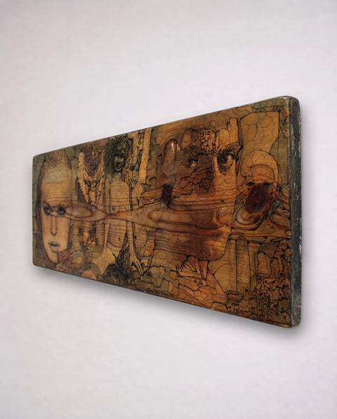 Surrealist Portrait Decorative Panel in Sepia Tones