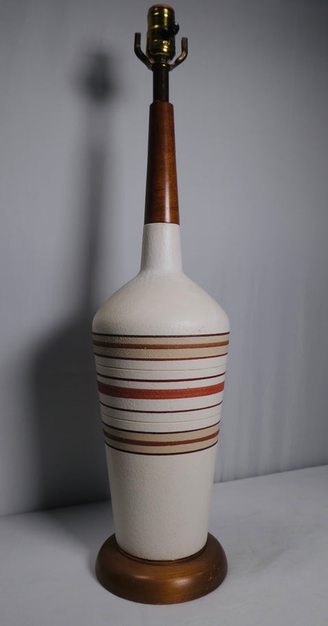 MCM 1960s Italian Banded Pottery Lamp