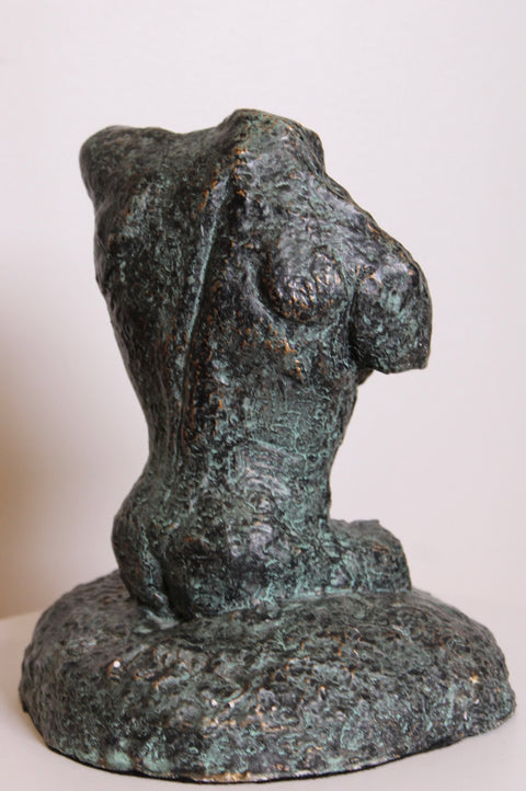 Vintage Brutalist Nude Female Bronze Sculpture Modernist Figurative Art