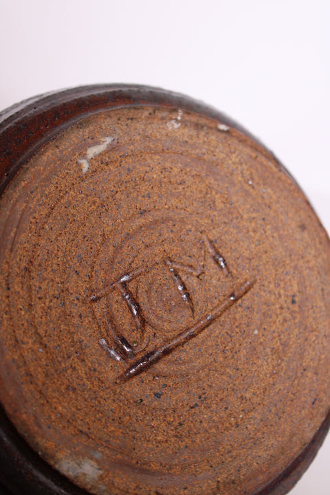 Dark Brown Studio Pottery Vase with Speckled Glaze