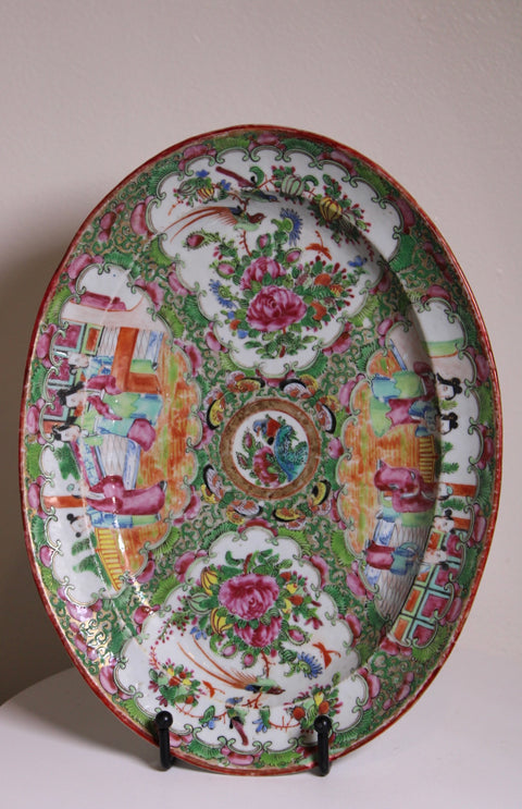 Antique Chinese "Canton" Rose Medallion Porcelain Plates, Circa 1900's
