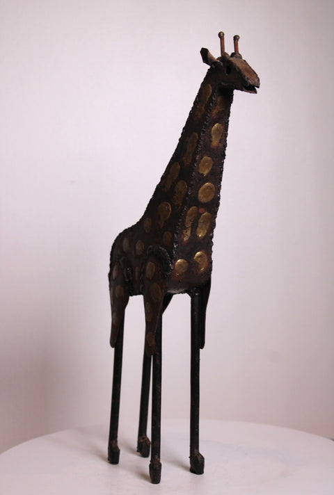 Brutalist Metal Giraffe Sculpture