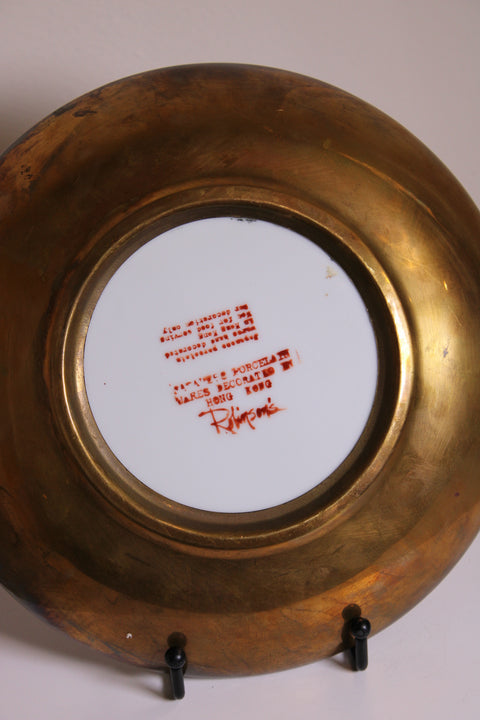 Vintage Makato Honda Porcelain Platter with Gold Rim