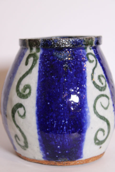 Blue White Scroll Studio Pottery Cachepot