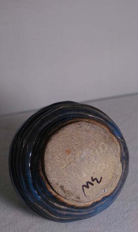 Vintage Blue Coil Bud Vase