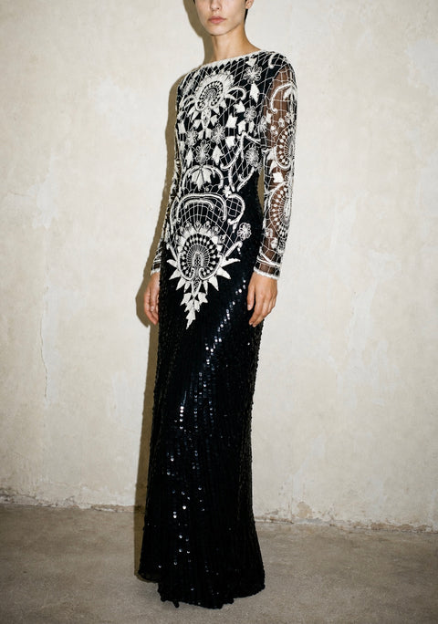 Cache Vintage Fully Beaded Silk Dress