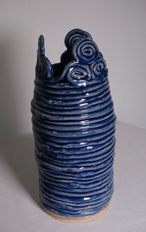 Blue Tall Studio Coil Pot