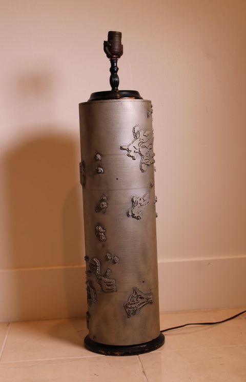 Antique Wallpaper Printing Roller Lamp – Silver Relief