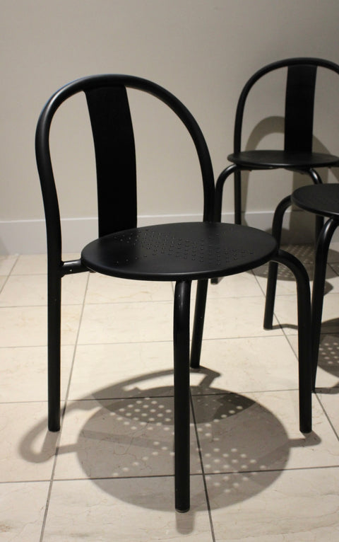Vintage IKEA Maxmo Dining Chairs | Set of 4 Italian Modern Black Metal Chairs