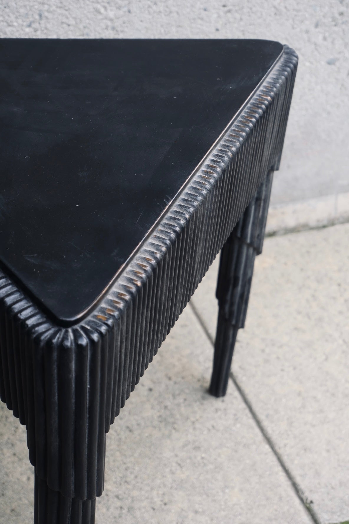 Black Small Fluted Carved Side Table (Vintage) (SOLD)
