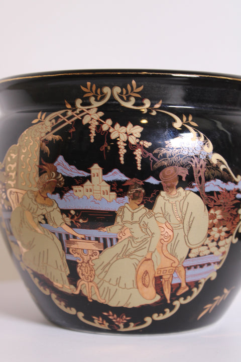 Chinoiserie Black Cachepot Planter