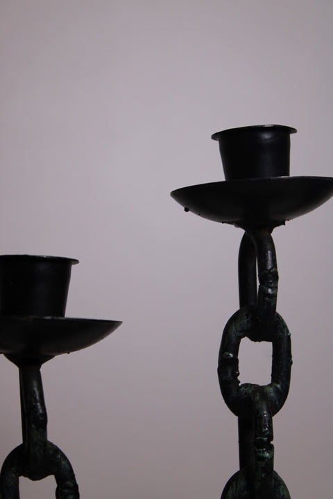 Black Chain Link Three Arm Candelabra