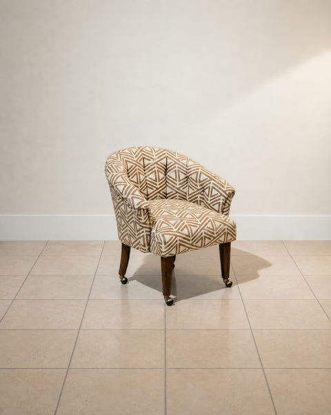 Patterned Pair Vintage Tufted Chairs