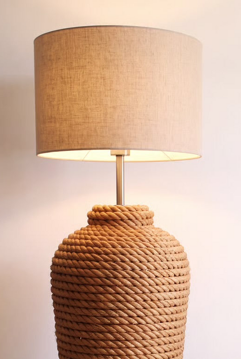 Monumental Rope-Wrapped Sculptural Floor Lamp
