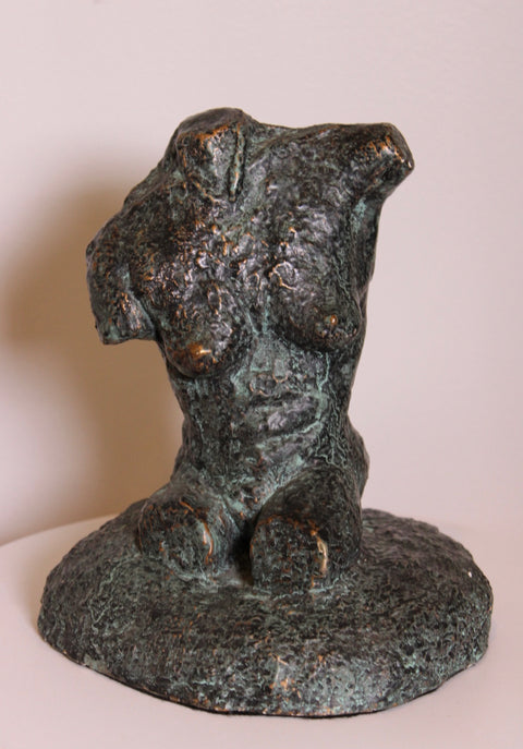 Vintage Brutalist Nude Female Bronze Sculpture Modernist Figurative Art