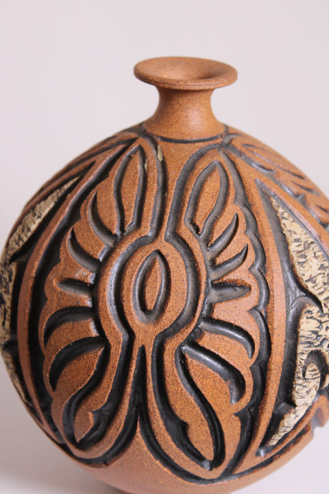 Carved Orb Studio Pottery Vase