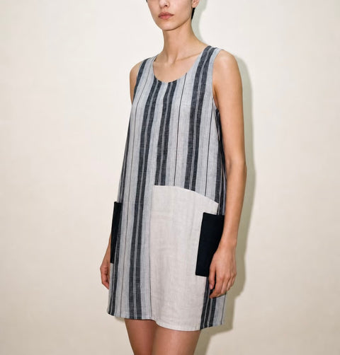 FOIL Blue and White Striped Sleeveless Tunic — product detail