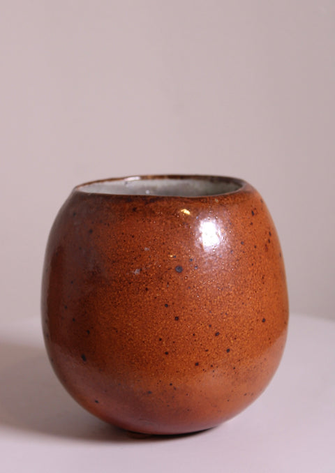 Speckled Orange Round Studio Pottery Cup