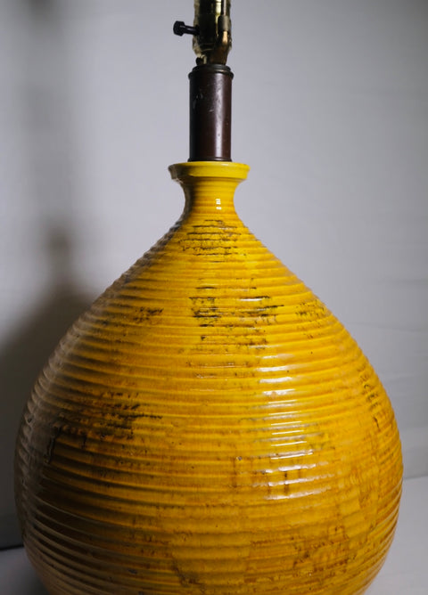 Vintage Yellow Glazed MCM Lamp