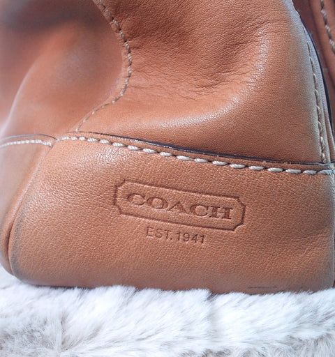 Pre Owned Coach Legacy 65th Anniversary Double Pocket Shoulder Bag #10328 | Cognac Saddle Brown Leather (Vintage Y2K)