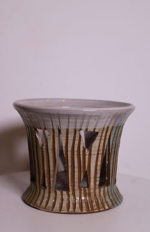 Geometric Pierced Studio Pottery Planter