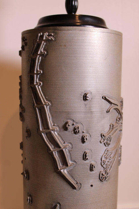 Antique Wallpaper Printing Roller Lamp – Silver Relief