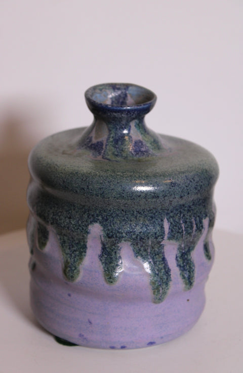 Signed Ramirez Lavender Drip Glaze Studio Pottery Bottle Vase