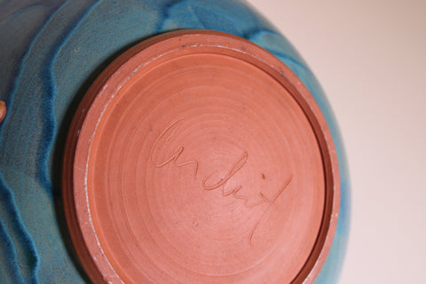 Blue Scalloped Studio Pottery Platter