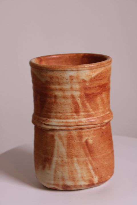 Orange Cream Speckled Cylinder Vase