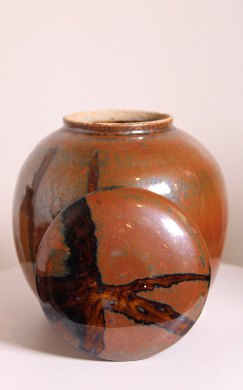 Studio Pottery Lidded Brown Ginger Jar