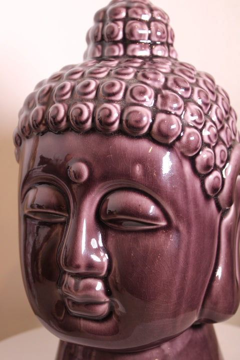 Purple Glazed Buddha Head Planter / Vessel