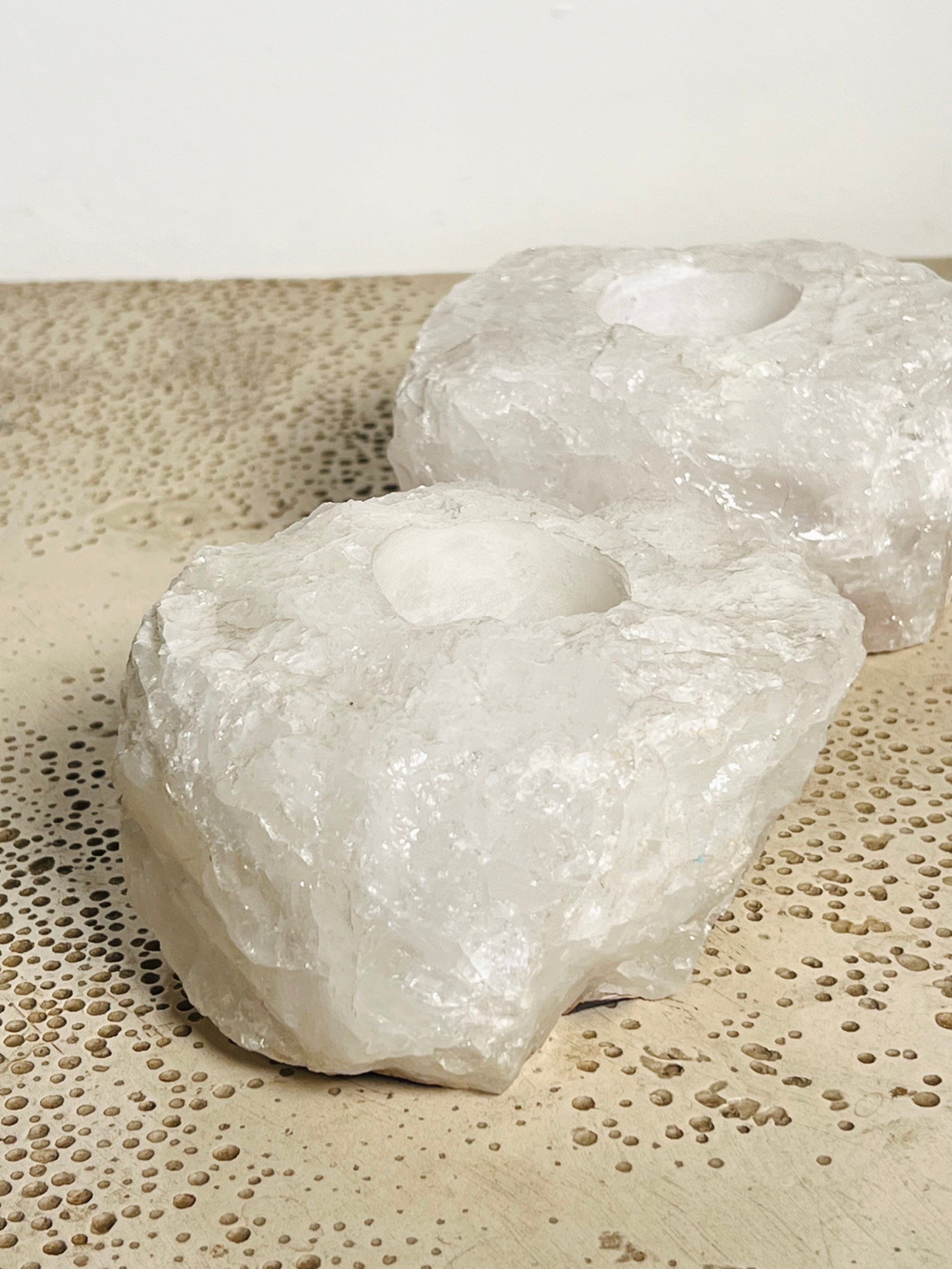 White Quartz Candle Holders