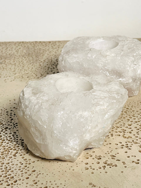 White Quartz Candle Holders
