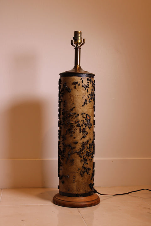 Antique Wallpaper Printing Roller Lamp – Distressed Gilt Relief