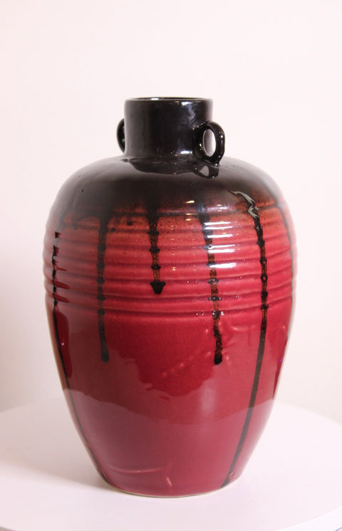 Mid Century Modern Drip Glaze Amphora Vase
