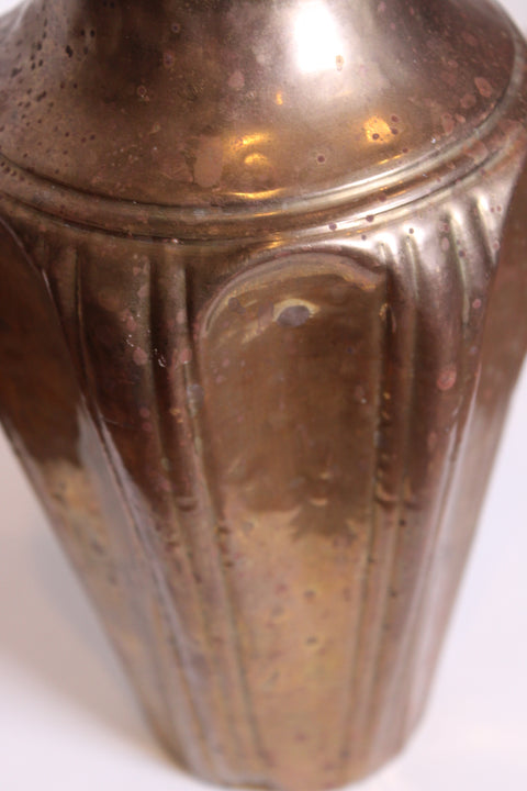 Fluted Brass Pedestal Vase