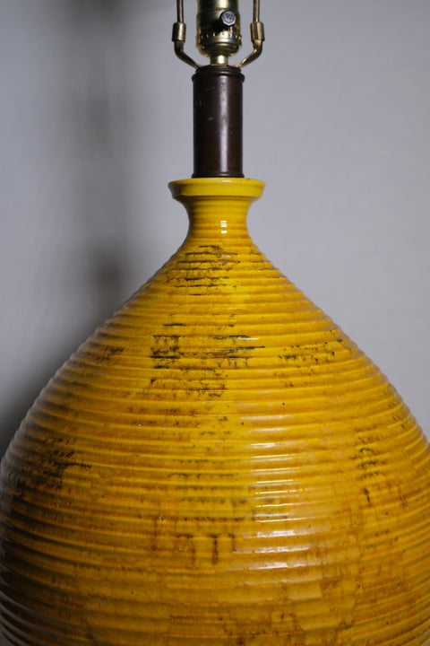 Vintage Yellow Glazed MCM Lamp