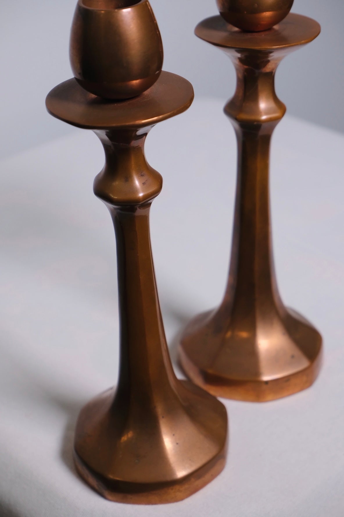 Brass Copper French Finished Candlesticks (Pair)(Vintage)