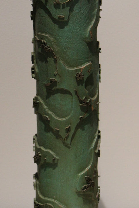 Antique Wallpaper Printing Roller Lamp – Green Painted Relief