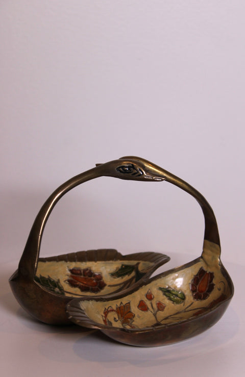Vintage Brass and Enamel Serving Set
