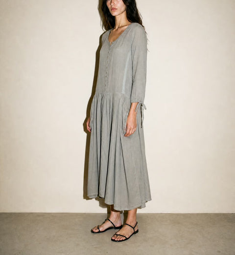 Mono Reno Gray Button-Front Tunic Dress